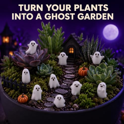 100Pcs Halloween Mini Resin Ghosts，10 Styles Tiny Spooky Ghost Figures