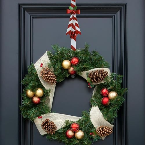 2-Pack Metal Candy Cane Christmas Wreath Hangers for Front Door
