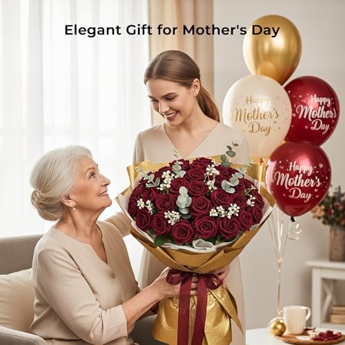 Auihiay 60PCS Burgundy Artificial Roses Bulk, Velvet Silk Fake Roses