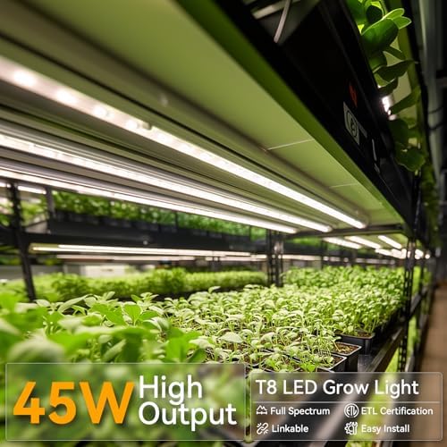4FT Grow Lights for Indoor Plants,T8 5000K Full Spectrum Plant Light,540W(12 x 45W),LED Grow Light Strips whit Timer, Aluminum Reflector,Linkable,Plant Growing Lamp Fixture for Greenhouse Indoor 12pcs