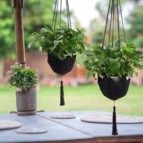 Shappy 3 Pack Boho Macrame Plant Hanger for Indoor