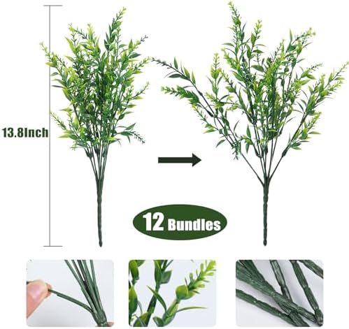 RECUTMS Artificial Outdoor Plants Artificial Flowers for Outside Fake Green