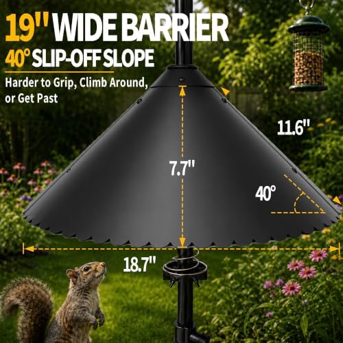 eWonLife 19 inch Metal Squirrel Baffle for Bird Feeder Pole