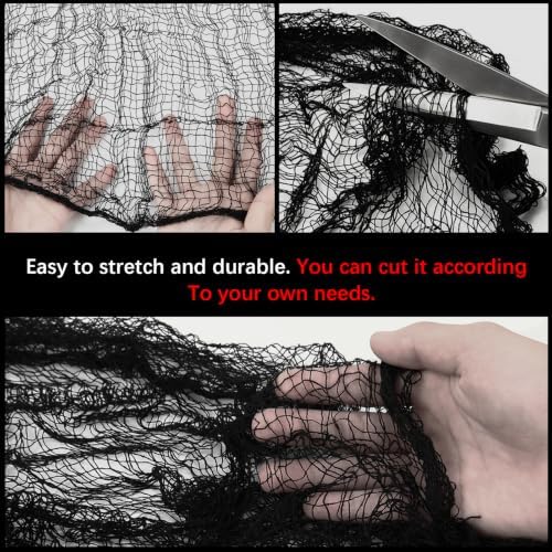 OKBA 8 Pack Halloween Black Gauze Wall Decor,Outdoor Halloween Decorations Webbing,Mesh Spooky Fabric,30X72 IN Black Cheesecloth For Haunted House Indoor Creepy Cloth (5 Black+3 White)