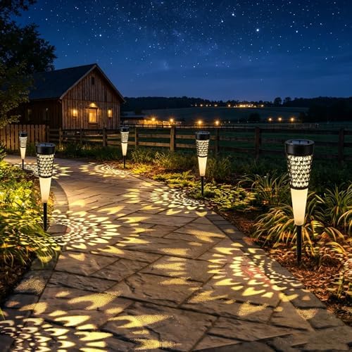 Toodour Solar Lights Outdoor Garden, 4 Pack Solar Pathway Lights Waterproof