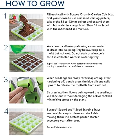 Burpee SuperSeed Windowsill Seed Starting Tray | 8 XL Cell | Seed Starter Tray | Reusable & Dishwasher Safe | Window Garden Starting Kit | Orange