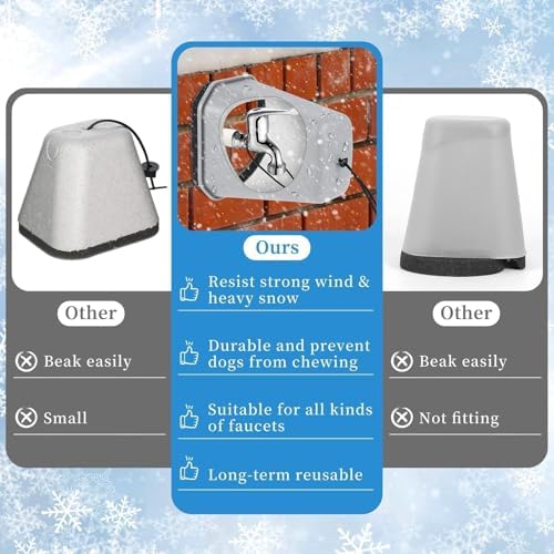 2 Pack 2026 Upgrade Extra Large Outdoor Faucet Cover for Winter Freeze Protection 8.5x7x5.5in Thick Plastic Foam Hose Bib Spigot Cover Winter Insulated with Reflective Strips (Gray)