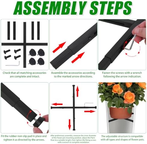 Adjustable Plant Risers for Inside Pots，Heavy Duty Metal Planter Inserts