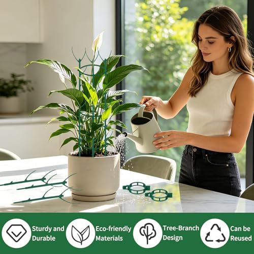 12 Pack Monstera Plant Support, Stackable Plant Supports for Indoor Plants, Pothos Plant Climber Pole, Adjustable Stakes for Indoor Plants Training & Vertical Growth Support Stakes