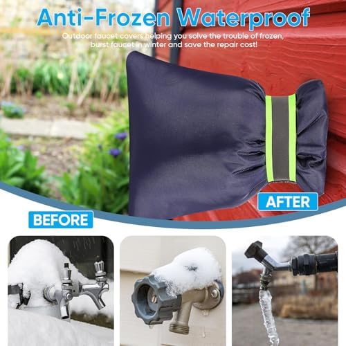 2Pack Outdoor Faucet Covers for Winter - Pro 6.7"W x 8.3"H Outdoor Water Faucet Covers Socks for Winter Freeze Protection Pipe Insulation Reusable Waterproof Insulated Spigot backflow Cover,Blue