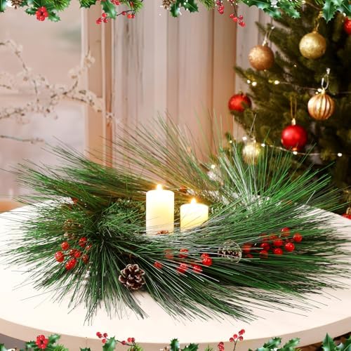 Norme 12 Pcs Large Artificial Green Pine Needles Branches 17.7"