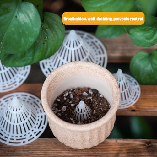 Plant Pot Drainage Cones, 10 Pack – Breathable Mesh Pot Bottom Pads for Improved Airflow & Drainage, Prevent Soil Loss, Suitable for Small Potted Plants, Succulents, Bonsai (Medium)