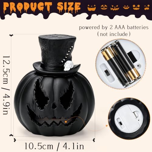 4.9 Inch Light Up Halloween Fake Pumpkins,Jack-O’-Lantern Pumpkin