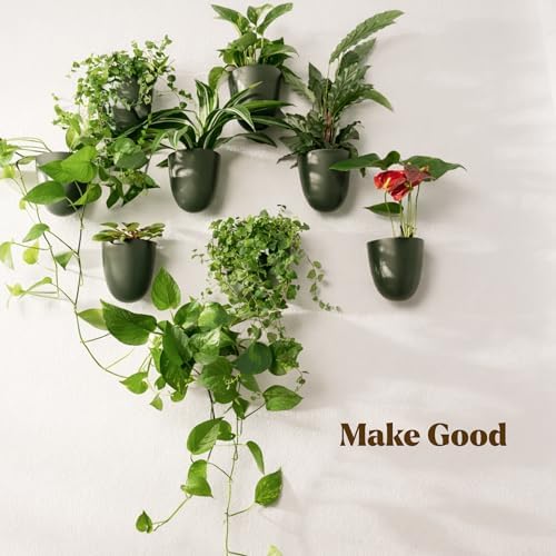 Make Good PlantPod Luxe Self-Watering Wall Planters (Set of 3, Forest Green) - Easy to Water and Install - Lightweight - Design Your Own Vertical Garden - Wall Planters for Indoor Plants