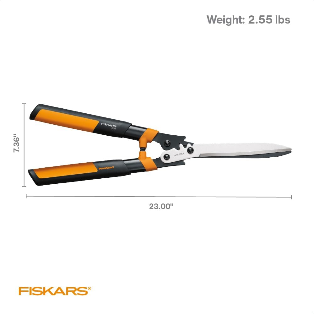 Fiskars 23" PowerGear2 Garden Hedge Shears, Hedge Clippers, 10" Blades | PowerGear2 Technology Multiplies Power for
