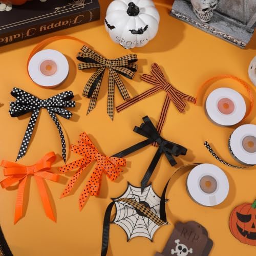 DECYOOL 6 Rolls 60 Yards Halloween Ribbon for Gift Wrapping Party Decor