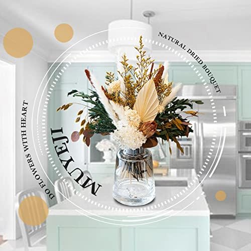 Dried Flowers for Vase, Boho Pampas Grass Hydrangea Eucalyptus Bouquet