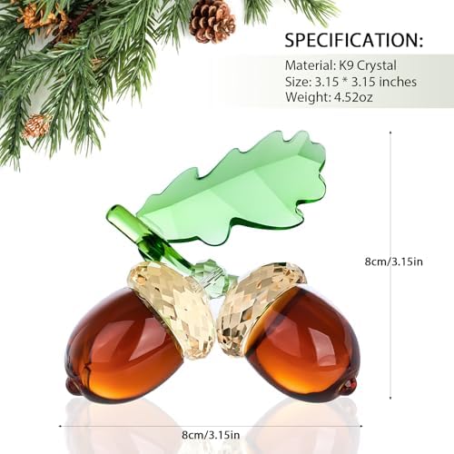 Crystal Acorn Figurines Glass Acorns Paperweight for Decorations Autumn and Thanksgiving Gifts for Home Decor (Brown)