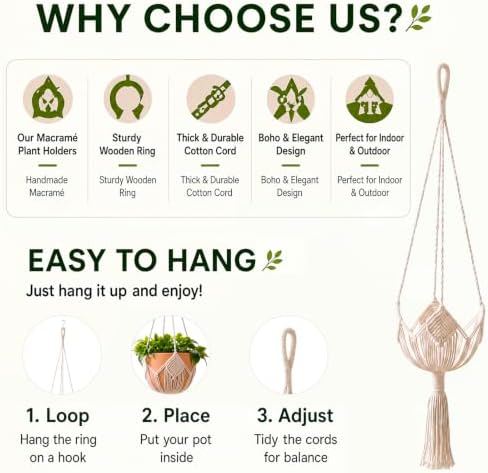 Shappy Boho Macrame Plant Hanger for Indoor