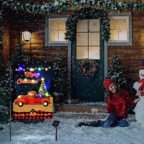 Lighted Christmas Truck Garden Flag Outdoor Decor, 28x40 In