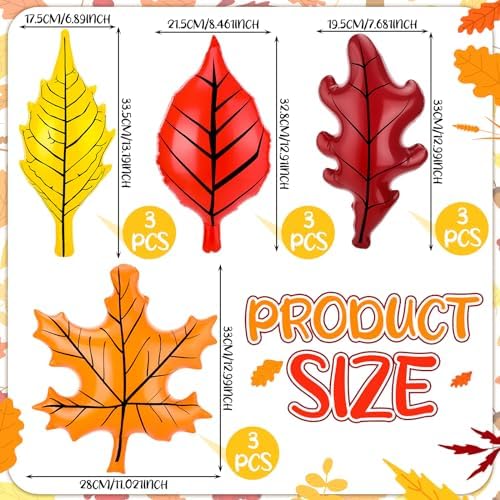 12 Pcs Fall Inflatable Leaf Classroom Decor Thanksgiving Large Maple Leaf