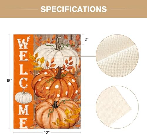 AVOIN colorlife Pumpkin Fall Garden Flag 12x18 Inch Double Sided Outside