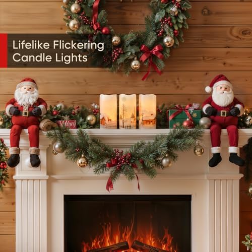 Homemory Christmas Flameless Candles, LED Pillar Candle with Remote, White