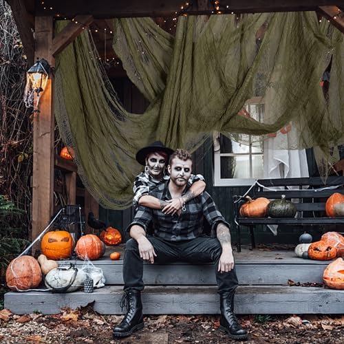RunNico 400" x 71" Halloween Creepy Cloth - Halloween Spooky Fabric Cloth - Scary Gauze Blood Creepy Clothes for Haunted House Halloweens Party Yard Wall Doorway Outdoors Decoration