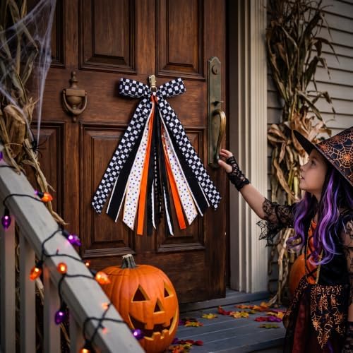 Halloween Wreath Sash Halloween Wreath Bow, 11.8*23.6" Wreath Bow Decor