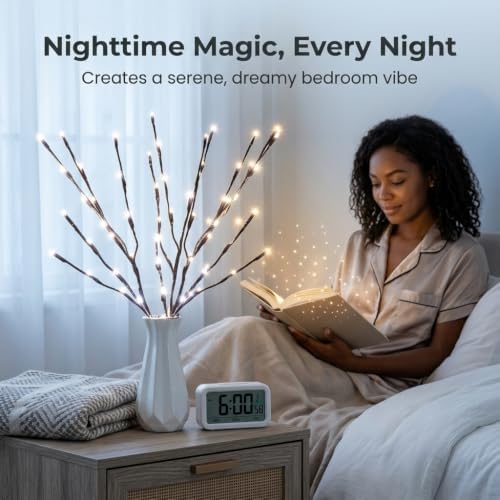 DK177 10Pack Led Branch Light Battery Operated Lighted Branch Vase Filler Willow Tree Artificial Little Twig Power Brown 30 Inch 20 LED for Home Romantic Decoration, 10Pack White