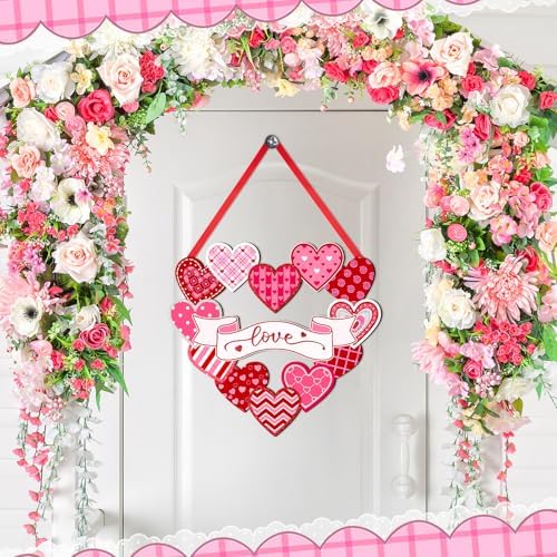 Britimes Welcome Door Sign, Wooden, for Front Door, Valentines Day Love