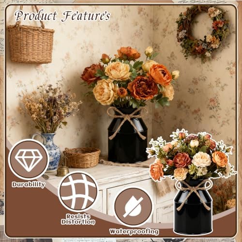 12 Pcs 5.12in Metal Vase, Rustic Vases, for Farmhouse Style Decor（Black）
