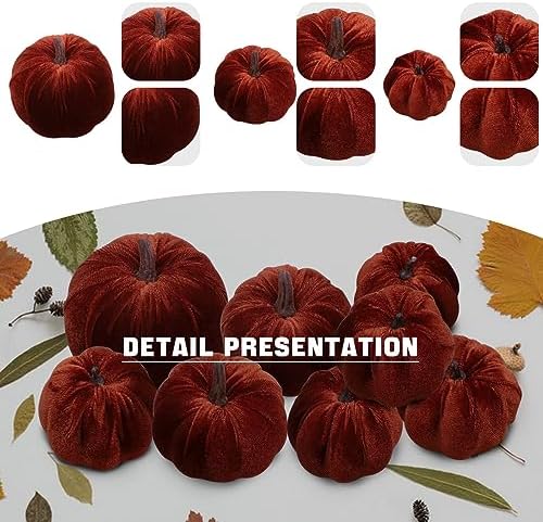 Woration 8pcs Artificial Pumpkins Decorations Velvet Fake Fabric Pumpkin