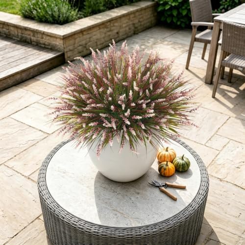 12 Pcs Fake Fall Plants Artificial Monkey Grass for Outdoors Garden Decor
