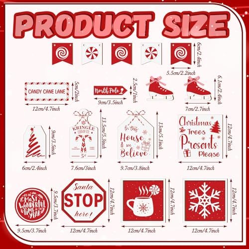 FairySandy 15 Pcs Christmas Tiered Tray Decor Rustic Christmas Decorations