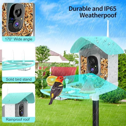 Bird Feeder with Camera,WiFi Smart Bird House with Cam Solar Powered