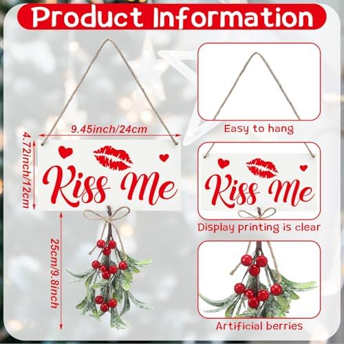 Vercraft Christmas Mistletoe Sign Kiss Hanging Decor