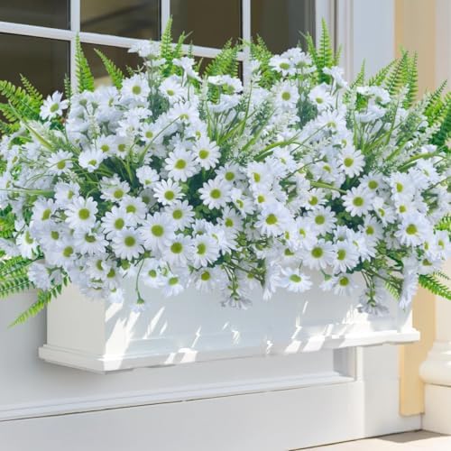Artificial Mums Flowers Fake Plants for Outdoor Outside Summer Fall Decor