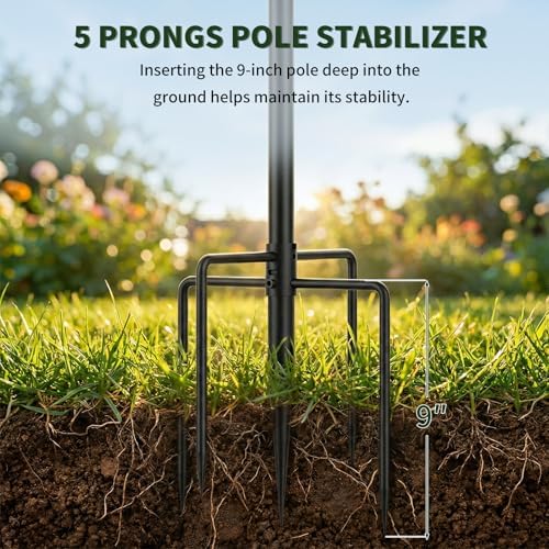 LONA 105 Inch Bird Feeder Pole for Outdoor, Squirrel Proof, 5-Prong Base