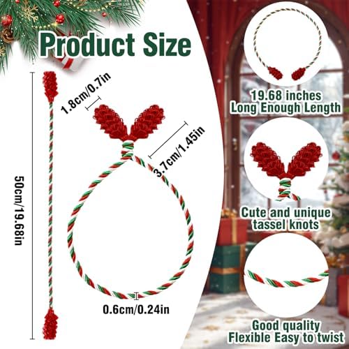 Celltestria 12pcs 20 Inches Christmas Garland Ties (Red Green White)