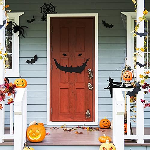 Jetec 2 Pcs Halloween Door Corner Sign Wood Witch Spider Web, Black