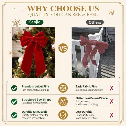 Velvet Bows for Christmas Tree, Christmas Bows for Garland Wreath Decor