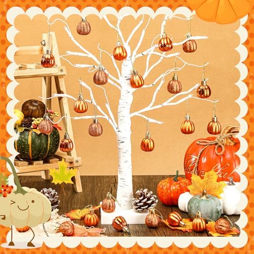 Colingmill 36 Pcs Fall Tree Ornaments, Glitter Pumpkin Hanging Ornaments