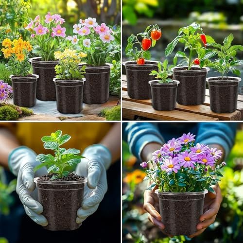 30 Pack Clear Nursery Plant Pots, 4 Inch with Drainage Holes, 20 Labels