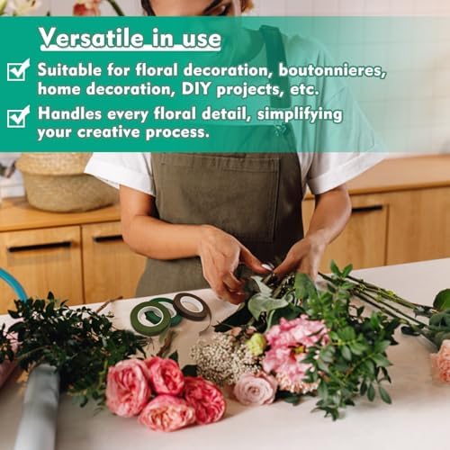 Floral Tape, 1/2inch Light Green Flower Tape for Bouquet Floral
