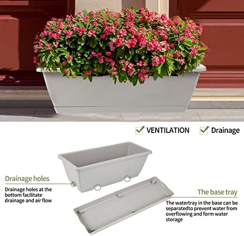 8pcs Window Box Planter,Rectangle Plastic Vegetable Flower Planters Boxes