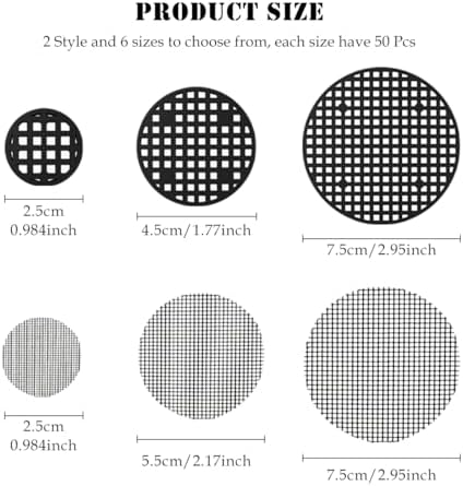 300 PCS Circular Flowerpot Hole Net Pads, 2 Styles and 6 Sizes, Flowerpot Soil Prevention, Leakage Prevention and Ventilation Pads, Indoor and Outdoor Plant Drainage Pads