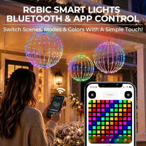 19''+16''+12'' RGB LED Large Christmas Lighted Balls Folding