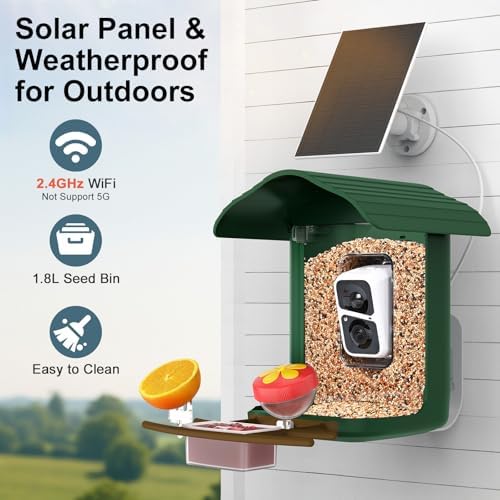 birdsnap® PAV Bird Feeder with Camera Solar Powered 2K Live Video 32GB Card