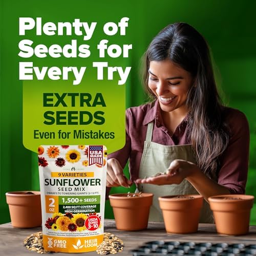 HOME GROWN Sunflower Mix Seeds, 9 Variety, 1,500+ Seeds